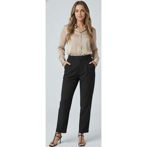 Halara Pants Womens Small Black Tapered Leg High Rise Dress Trousers Office